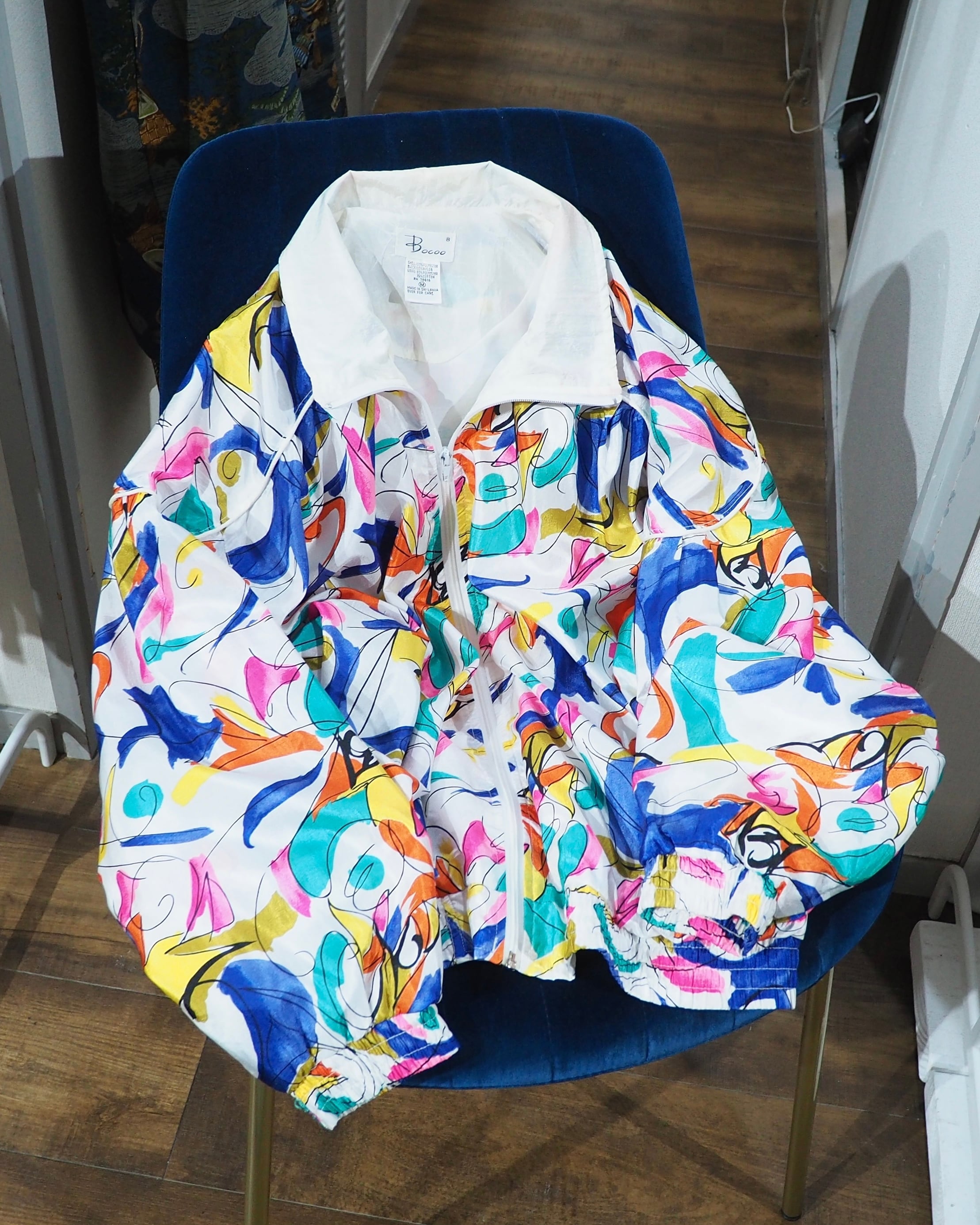 1990s Colorful Rainbow Art pattern vintage Nylon jacket