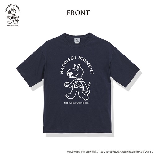 ハッピードッグ　 ビッグシルエットTシャツ ネイビー