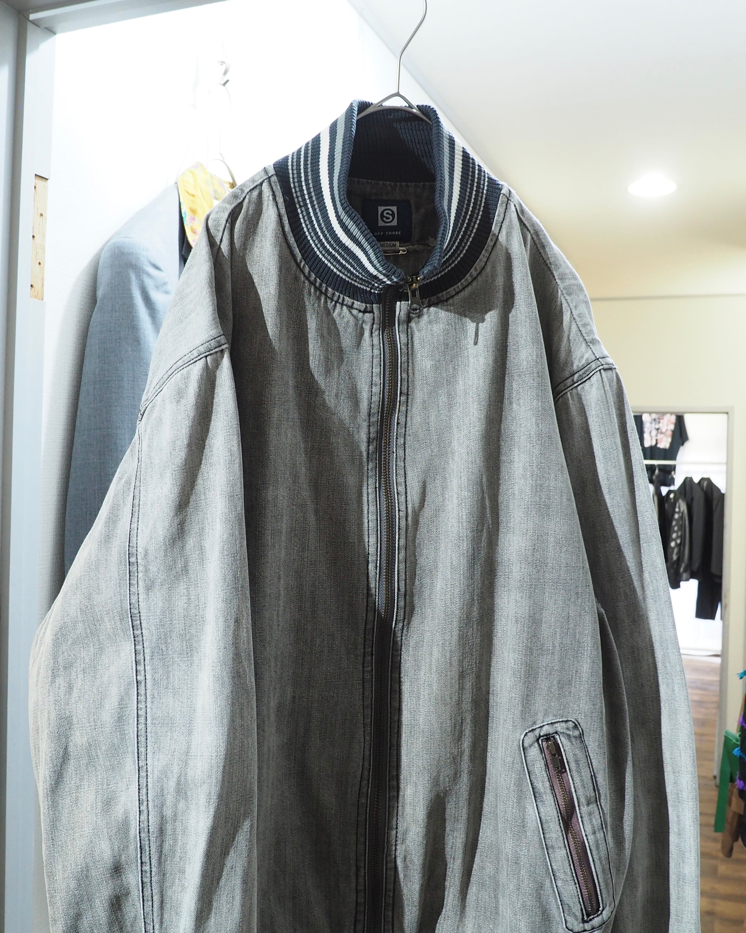 ” 退廃的 ” Good Fade Light ash Grey Color Denim Track jacket