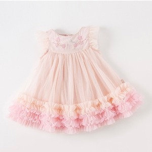 【70-140cm】Dave & Bella 刺繍フリル袖チュールワンピース【050407】