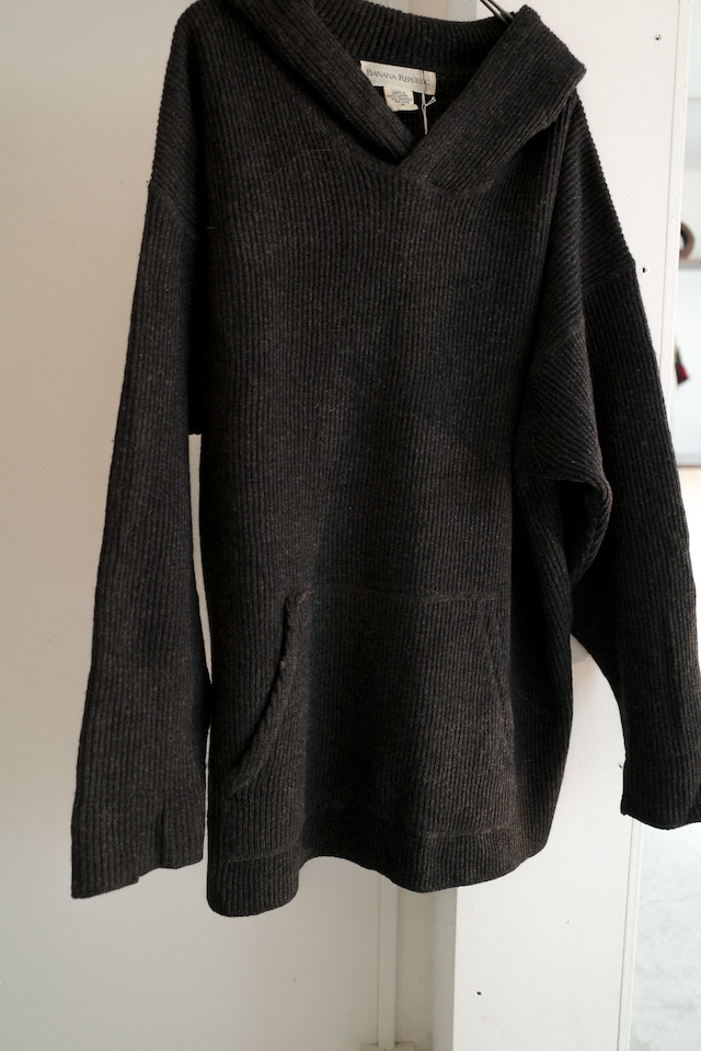 black knit hoodie