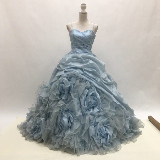 中古 カラードレス プリンセス 青　水色 フリーサイズ　9-13号 GRACE C-343