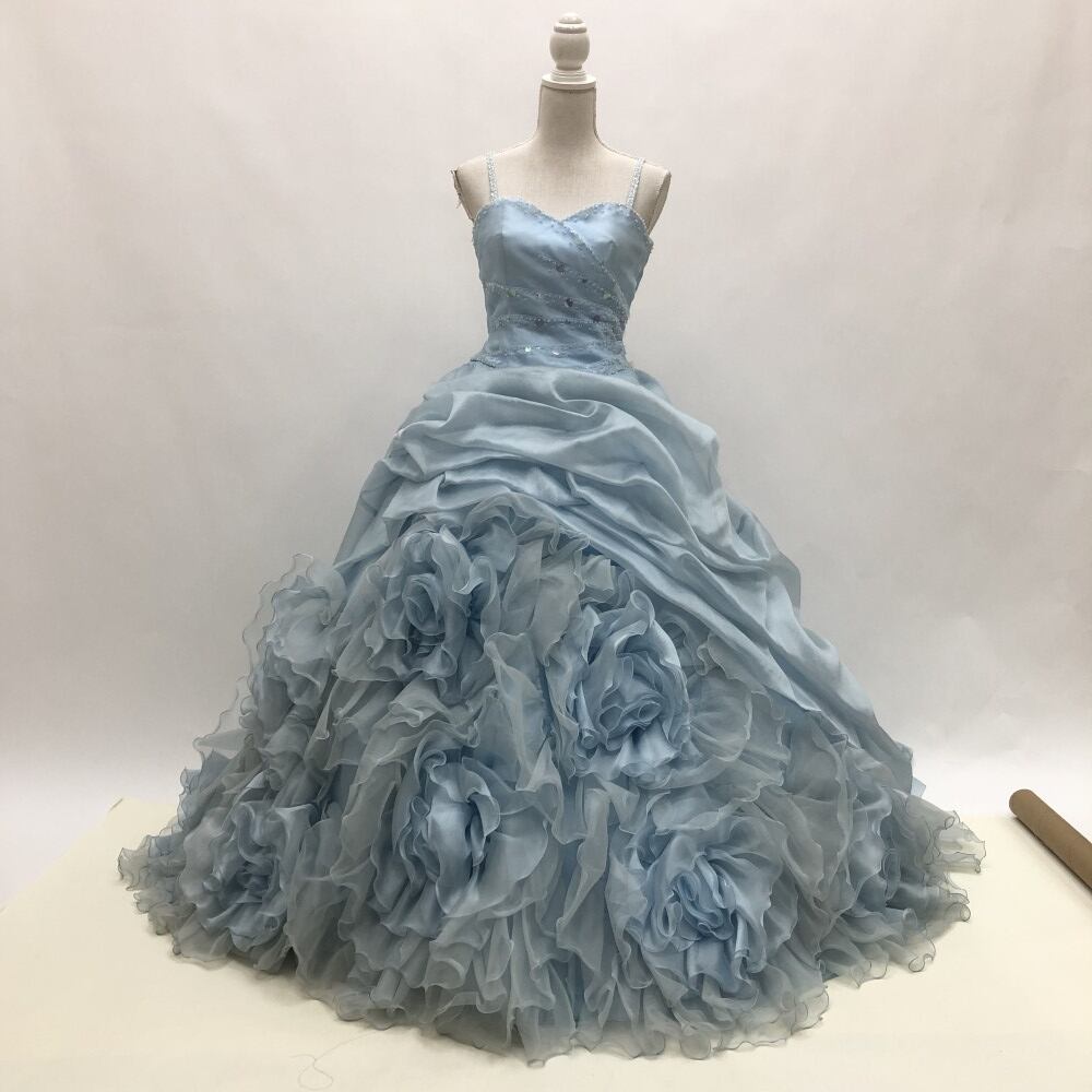 中古 カラードレス プリンセス 青 水色 フリーサイズ 9-13号 GRACE C-343