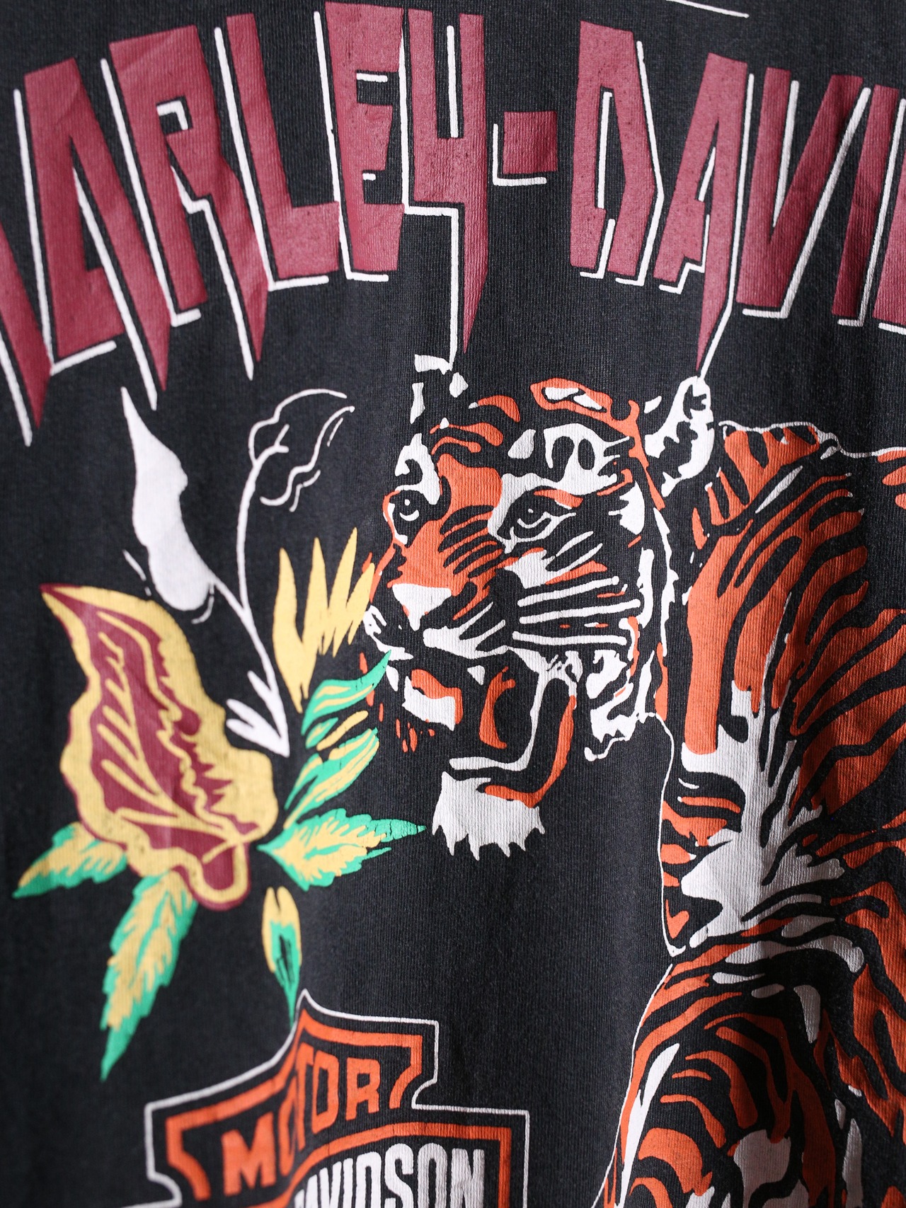 "HARLEY-DAVIDSON 虎 back printed over silhouette tee - 15