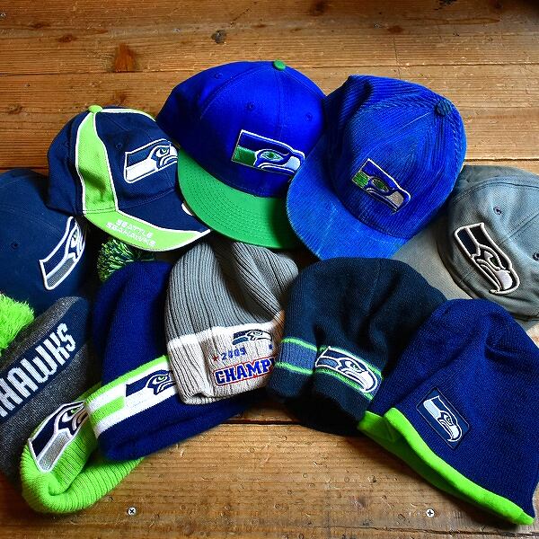 1点物◇ボロボロ雰囲気系シーホークスNFLベースボールキャップUS古着