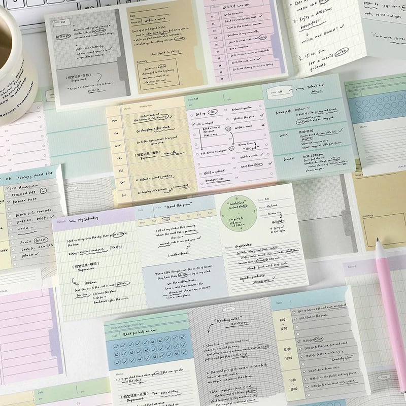 paper-0091|Daily Record Memo Pad |手帳デコ コラージュ 素材