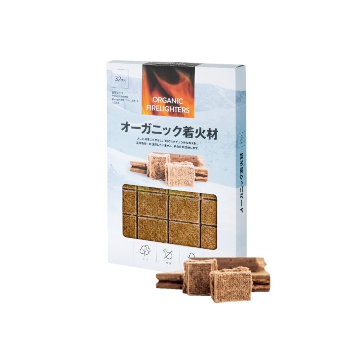 オーガニック着火剤 1箱32個入 キャンプ バーベキュー アウトドア 焚き火 薪ストーブ WB032 | kki2nd