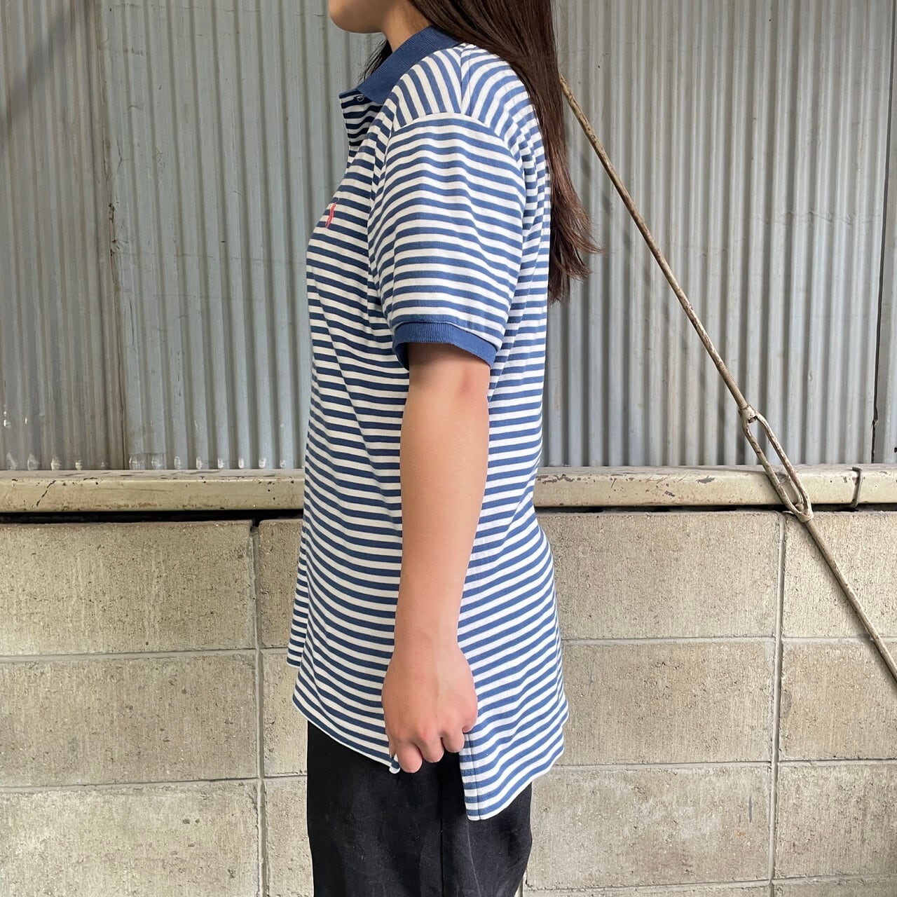 Polo Ralph Lauren フライス ボーダー ポロシャツ メンズM 古着 細