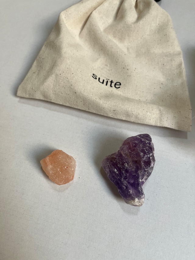 アップサイクルポーチ パロサント 原石セット　upcycle pouch palosanto raw crystal stone