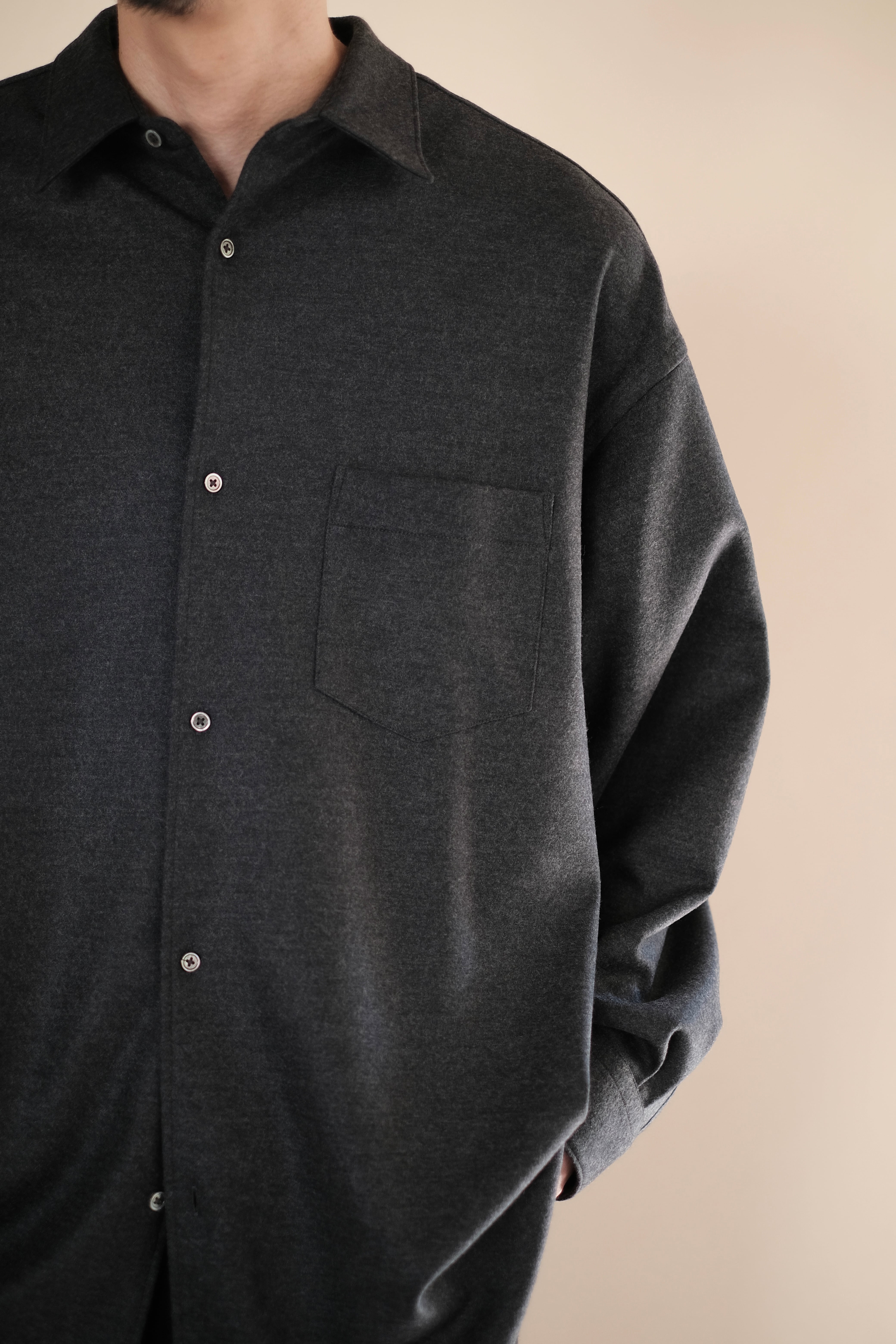 Graphpaper / Wool Smooth Flannel Oversized Regular Collar Shirt