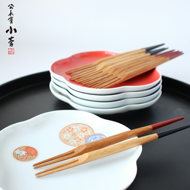 ［ネコポスOK］公長齋小菅 白鷺フォークセット 5本入り【 日本製 竹 セット 菓子切り デザートフォーク 】