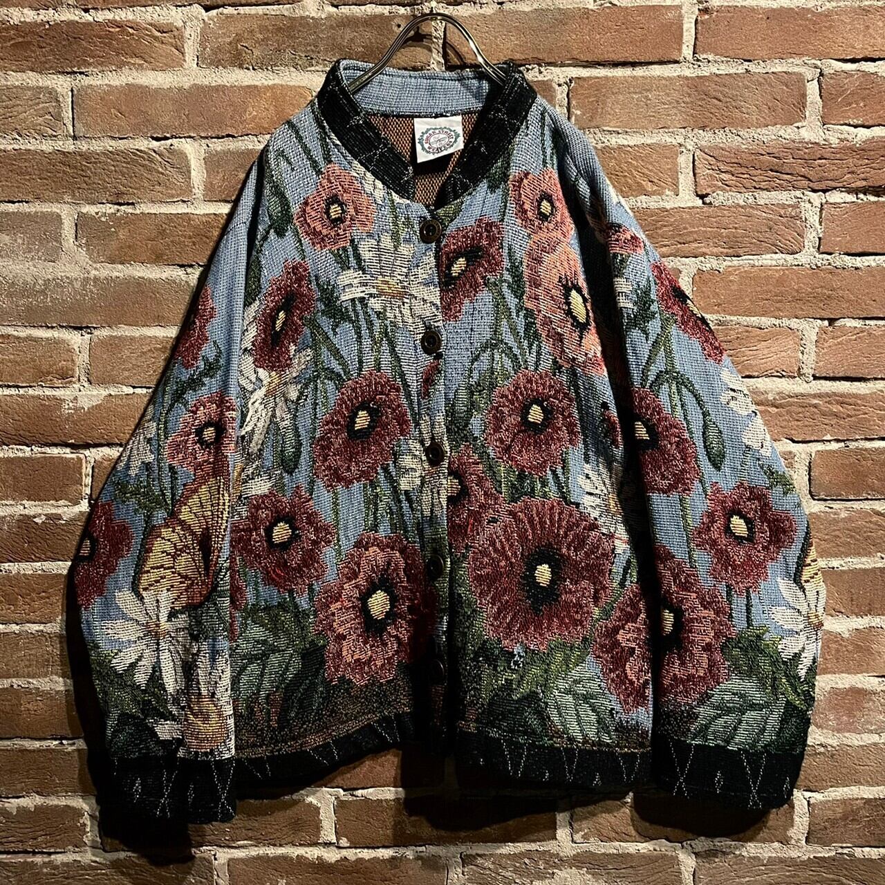 【Caka act3】・Cat × Flower Pattern Vintage Loose Gobelin Jacket | Caka(カカ ...
