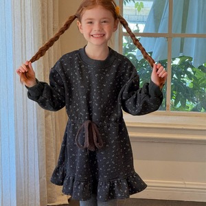 冬花柄トレーナーワンピース