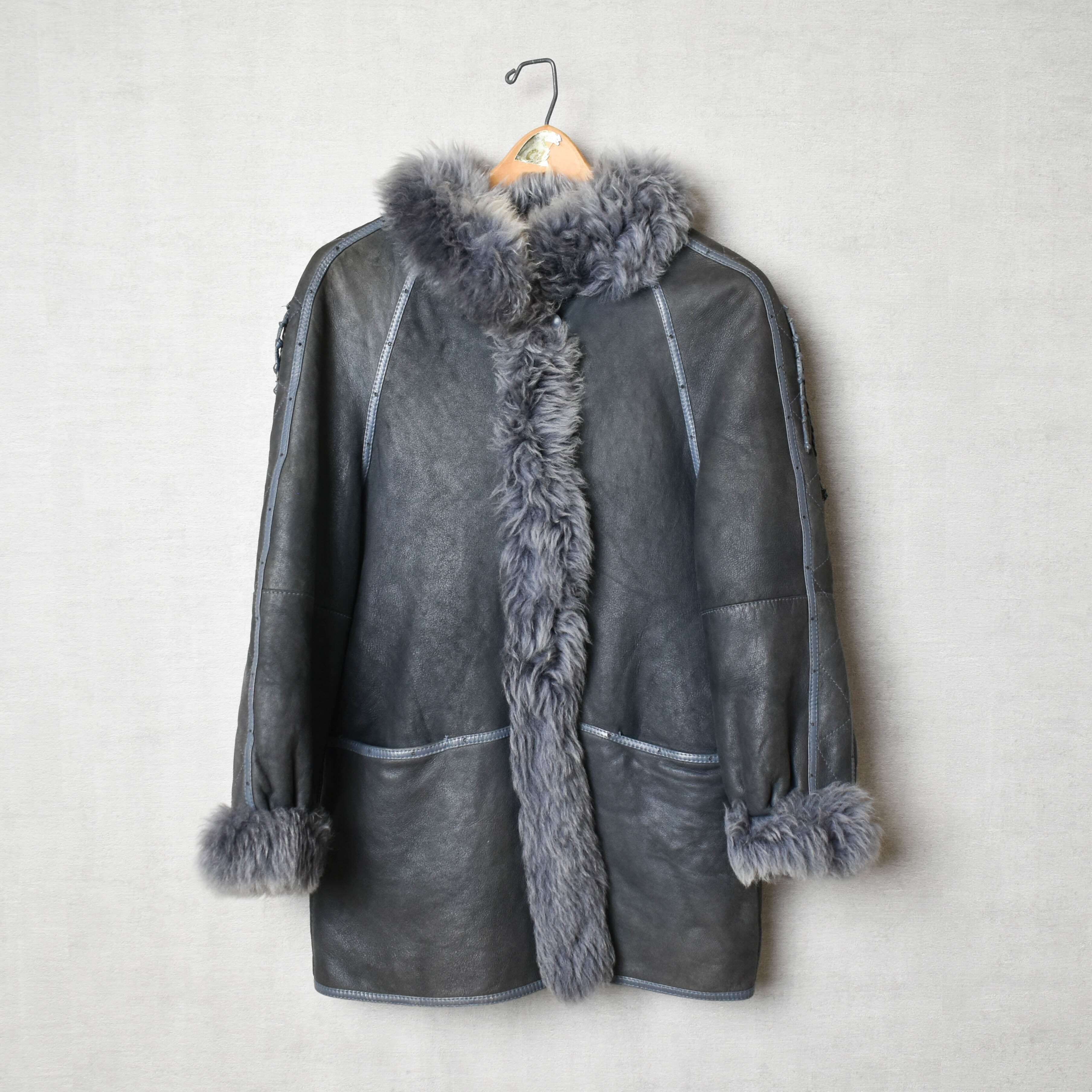 [USED] made in SPAIN gray mouton x fur jacket