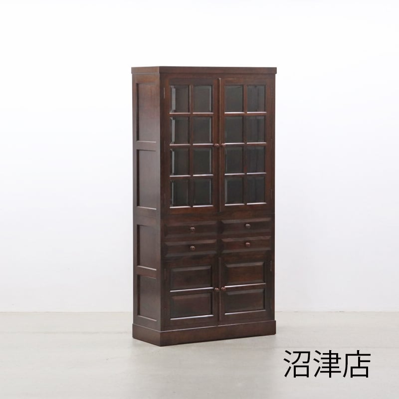 【沼津店】松本民芸家具 ミズメザクラ無垢材 食器棚 キャビネット 飾り棚 本棚 収納 レトロ PKT25167