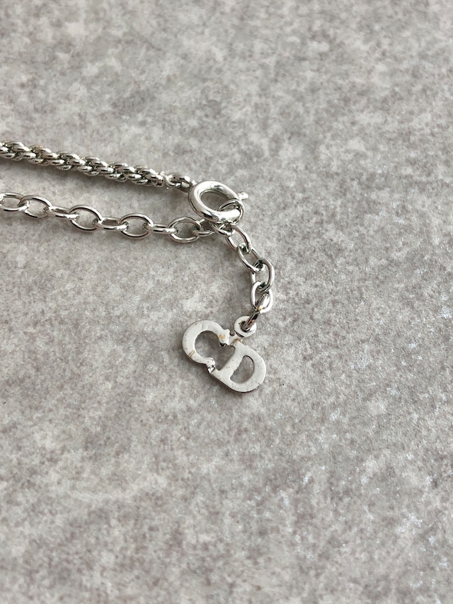 Christian Dior クリスチャン ディオール ネックレス シルバー ロゴ ストーン vintage ヴィンテージ オールド p8mj87