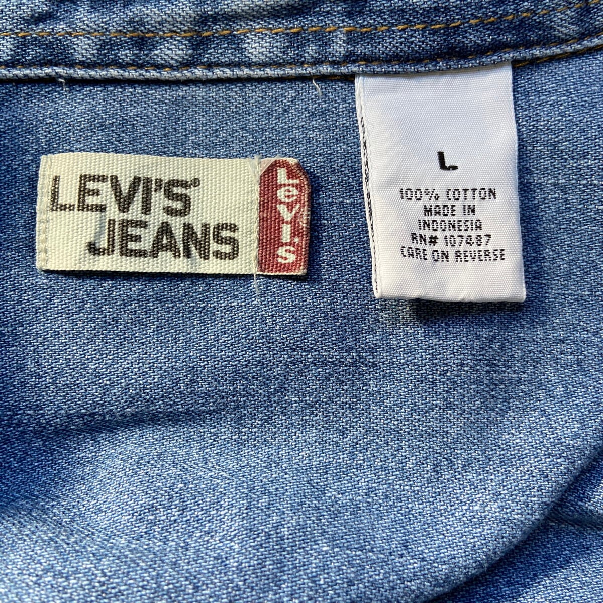 Levi's リーバイス 長袖 デニムシャツ メンズL 古着 薄色 ブルー 青