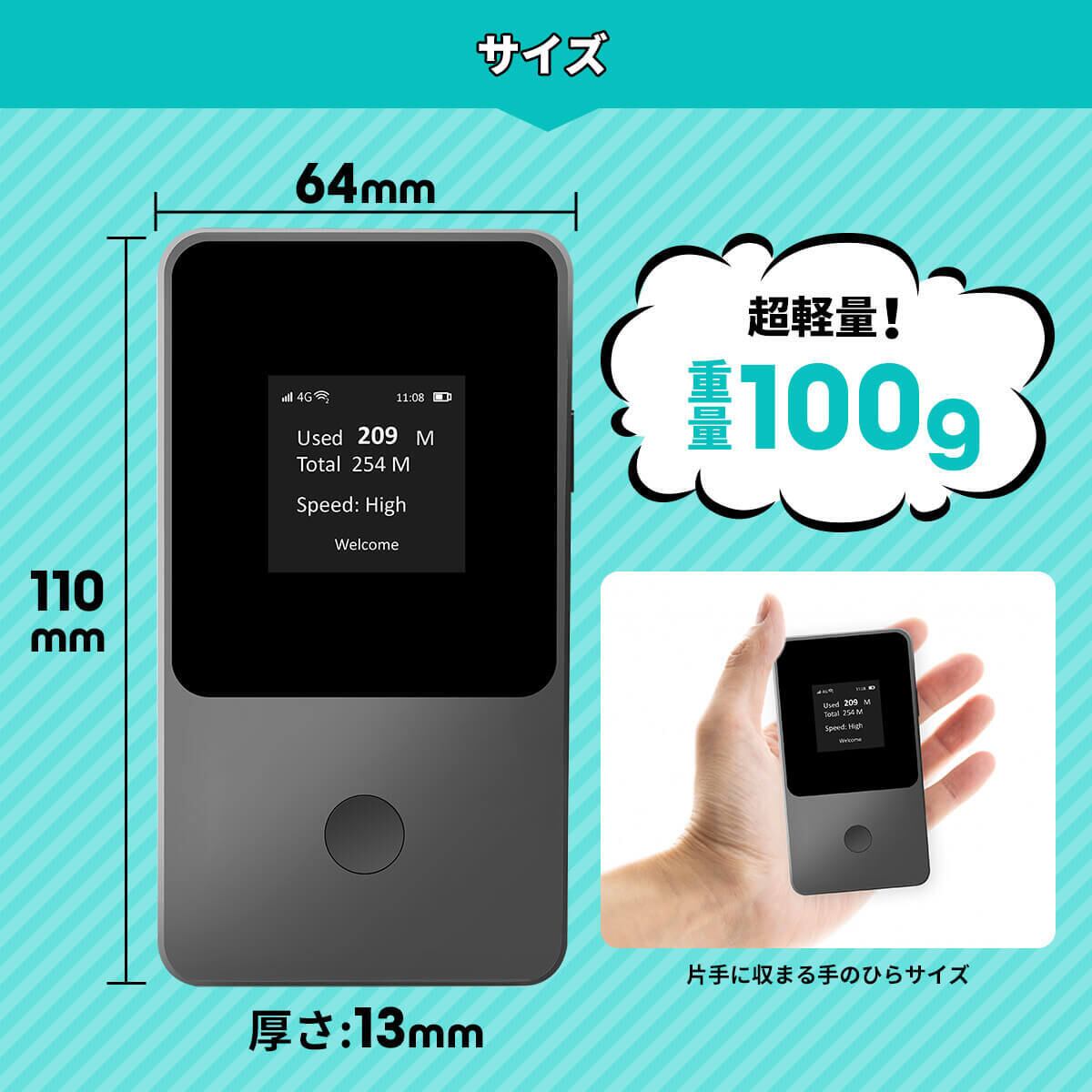◇大容量◇[インスタントWi-Fi]T8 100GB+20GB(有効期間365日間) 回線 
