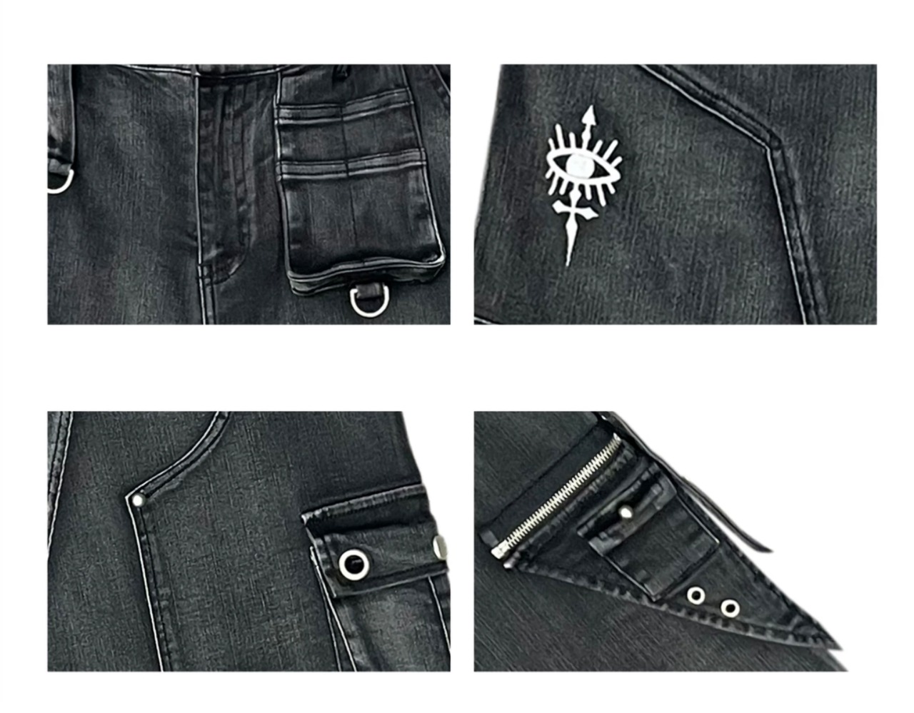 Phantomhunter Wide-Leg Washed Black Jeans