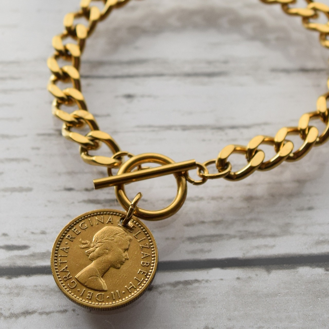 シックスペンス コインブレスレット（ゴールド）