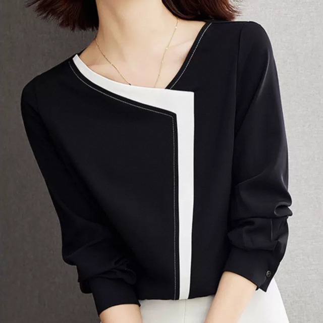 Bicolor design elegant blouse  00061