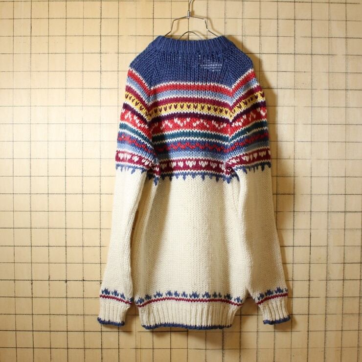 70年代 KINGSTONE SPORTKNIT 国旗柄 ウールニットセーター レディースL ヴィンテージ /eaa378730