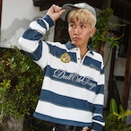 SCRIPT LOGO STRIPED RUGBY POLO SHIRT