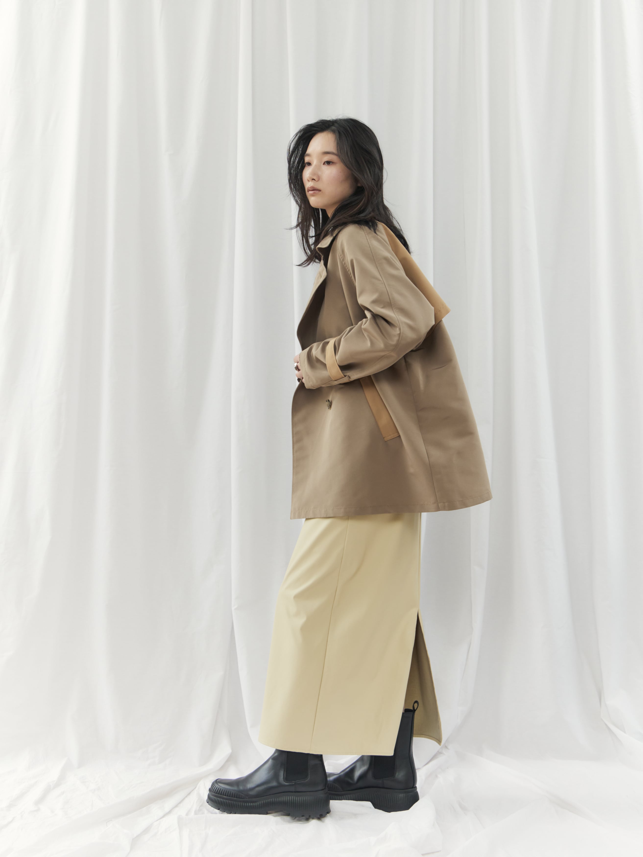 BICOLOR SHORT TRENCH COAT（ﾊﾞｲｶﾗｰｼｮｰﾄﾄﾚﾝﾁｺｰﾄ）【3676100】 | CIEL'AIR