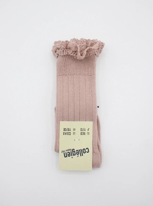 collegien Josephine Lace Trim Knee High Socks  vieux rose