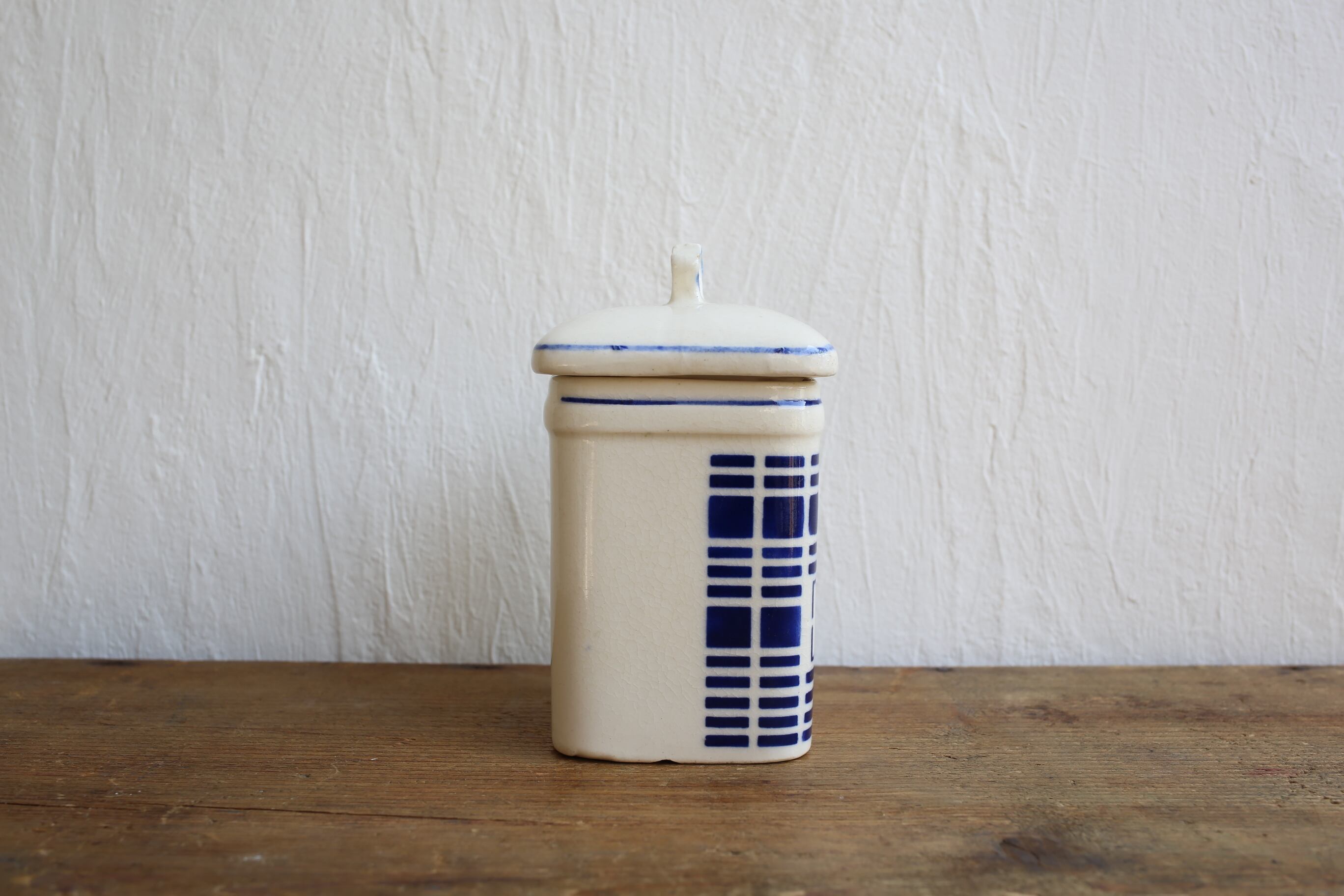 フランス アンティーク ヴィンテージ 陶器製 キャニスター 四角