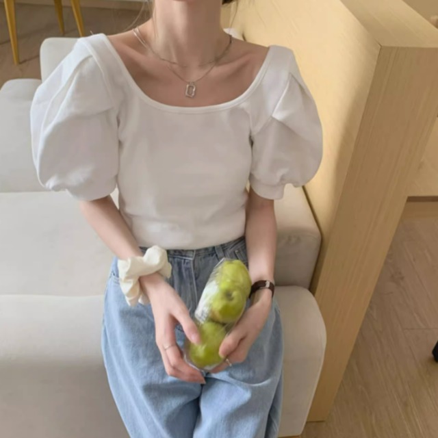 Uネックパフスリーブトップス　2358