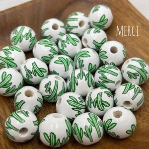 【2個】サボテンペイントウッドチャーム/木/