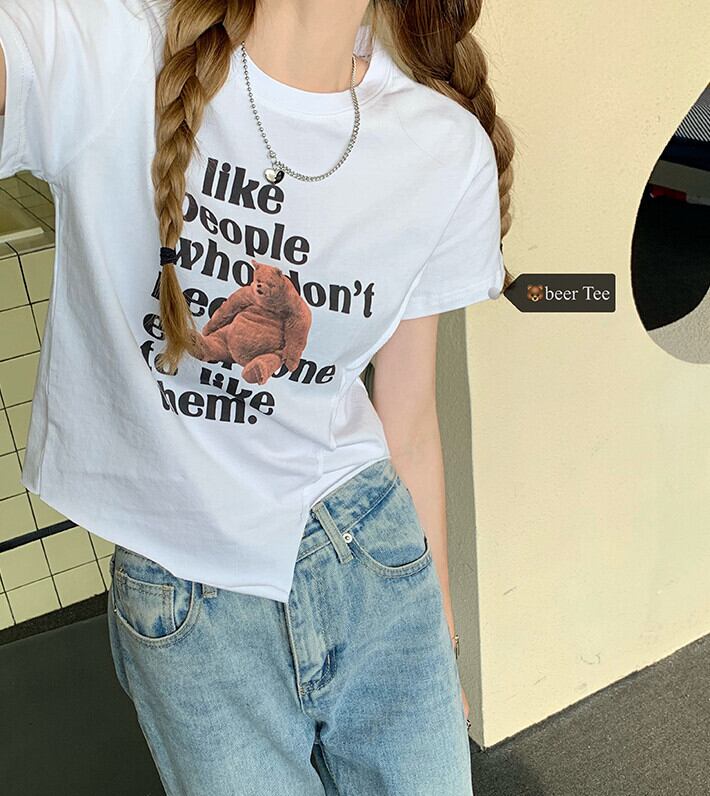 プリントトップス サマーカジュアルラウンドネックTシャツ 夏物 Oネック モンロー94600808125