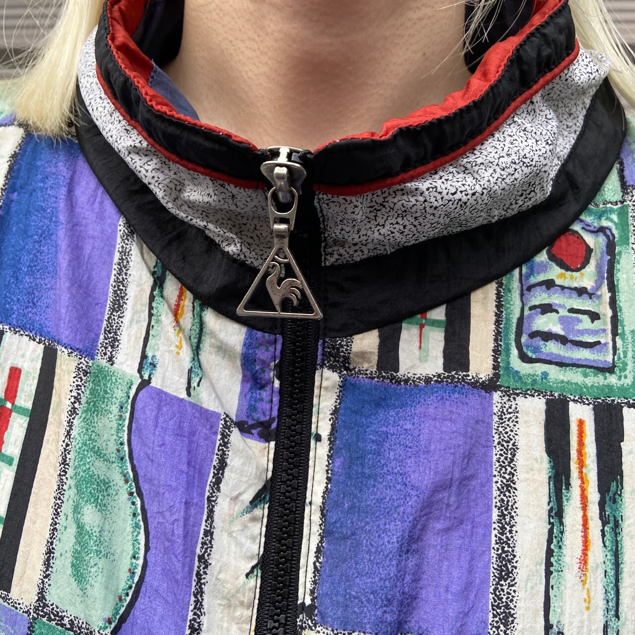 90年代 le coq sportif ルコック スポルティフ 柄切替 ナイロン 