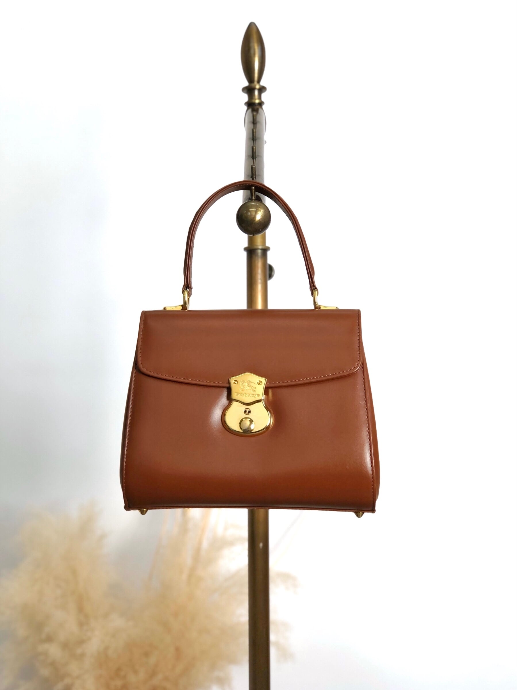 BURBERRY バーバリー ハンドバッグ ブラウン レザー トップハンドル vintage ヴィンテージ オールド 6wvw6e