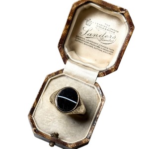 antique c1870 15ct gold banded agate signet ring