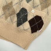 Papas パパス アーガイル 前開き ウール ニット ベスト サイズ L /ベージュ系/メンズ