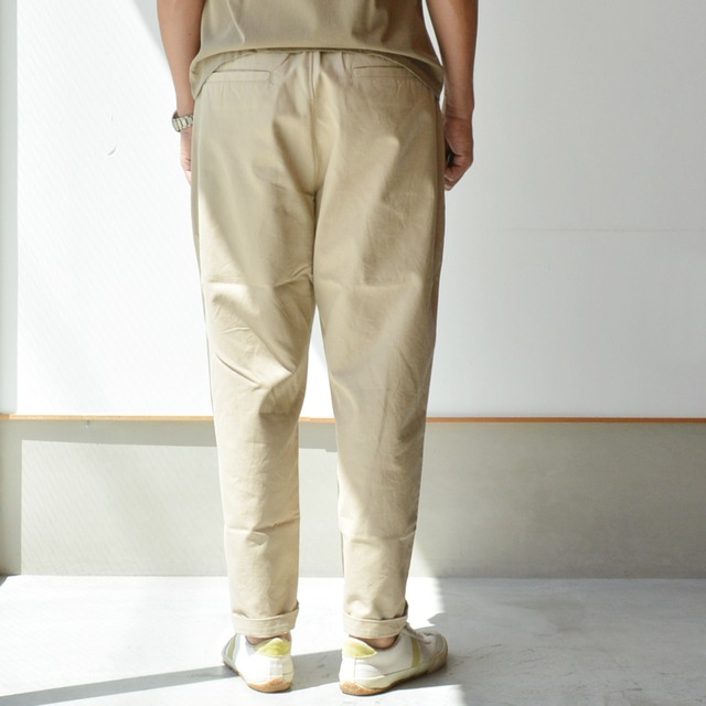 リネン RINEN 40/2ギャバ ワンタックイージーパンツ(R43007)ベージュ(06)