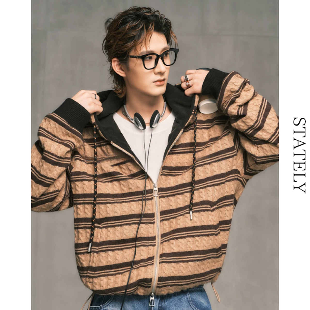 Cable Stripe ジップアップフーディー/4color__T09・画像3