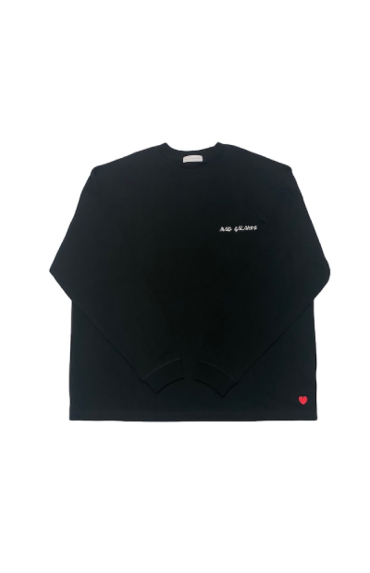 刺繍ロンT ブラック オーバーサイズ ビッグシルエット ワンポイント