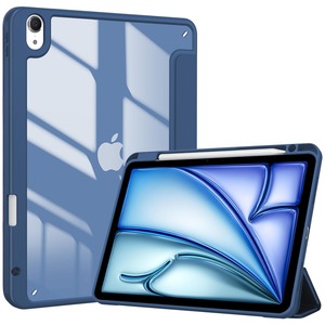 【数量限り】ProCase iPad Air 11インチ ケース M3 (2025) / M2 (2024) / iPad Air5 (2022) / Air4 (2020) 10.9インチ 透明 クリアカバー ペン収納 耐衝撃 三つ折り スタンド スマートカバー (ネイビー)