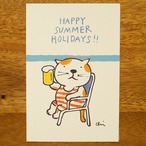夏ねこポストカード　海とビール［NNPC-08］