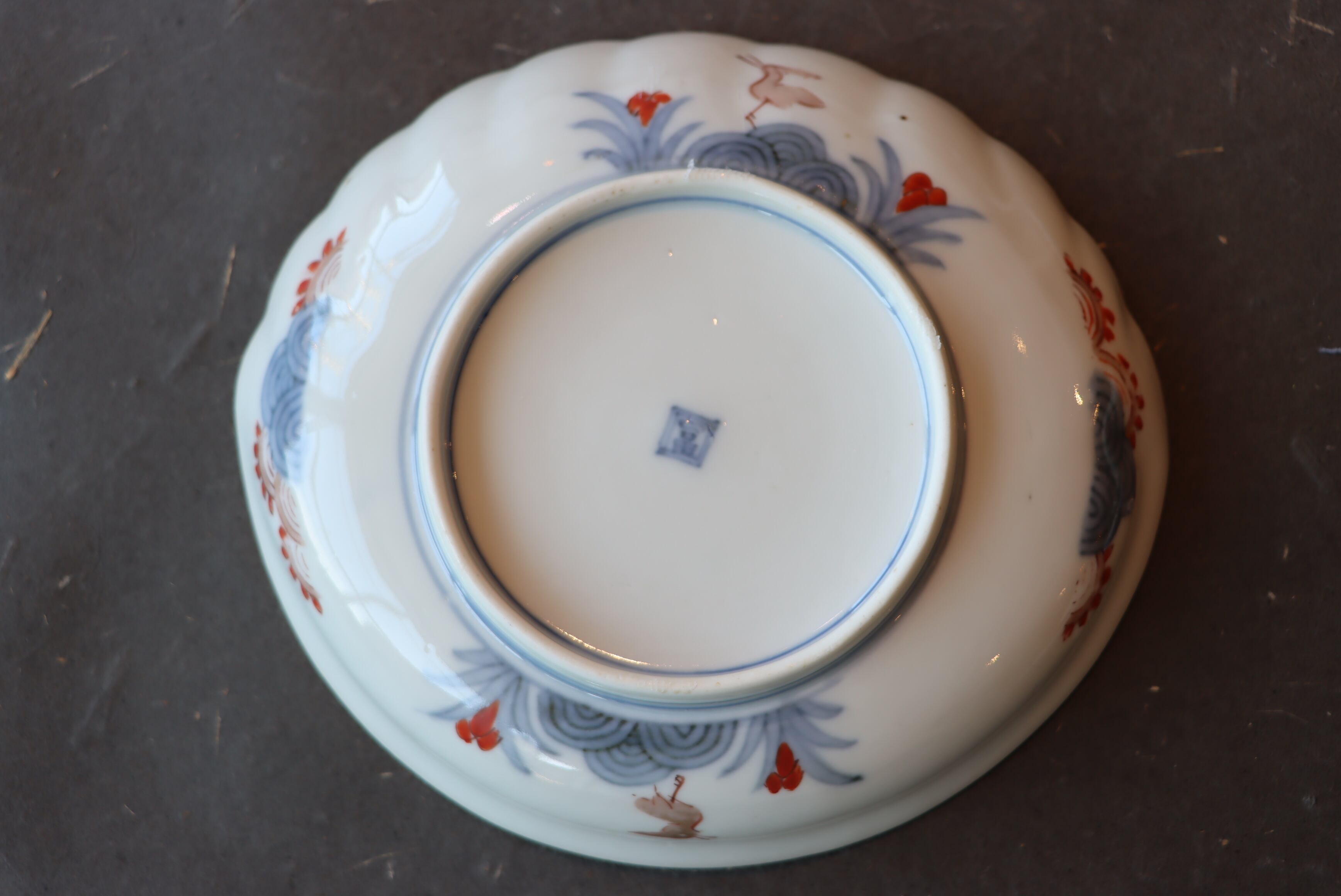 伊万里焼 色絵 鳳凰文 鮑形 変形皿/Imari abalone shaped plate | (有