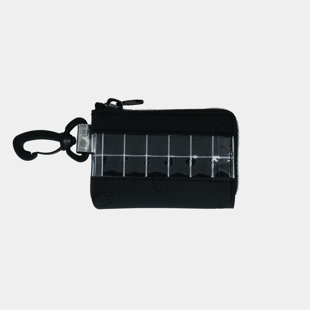 vibram card case (black×clear) with white glowing zip