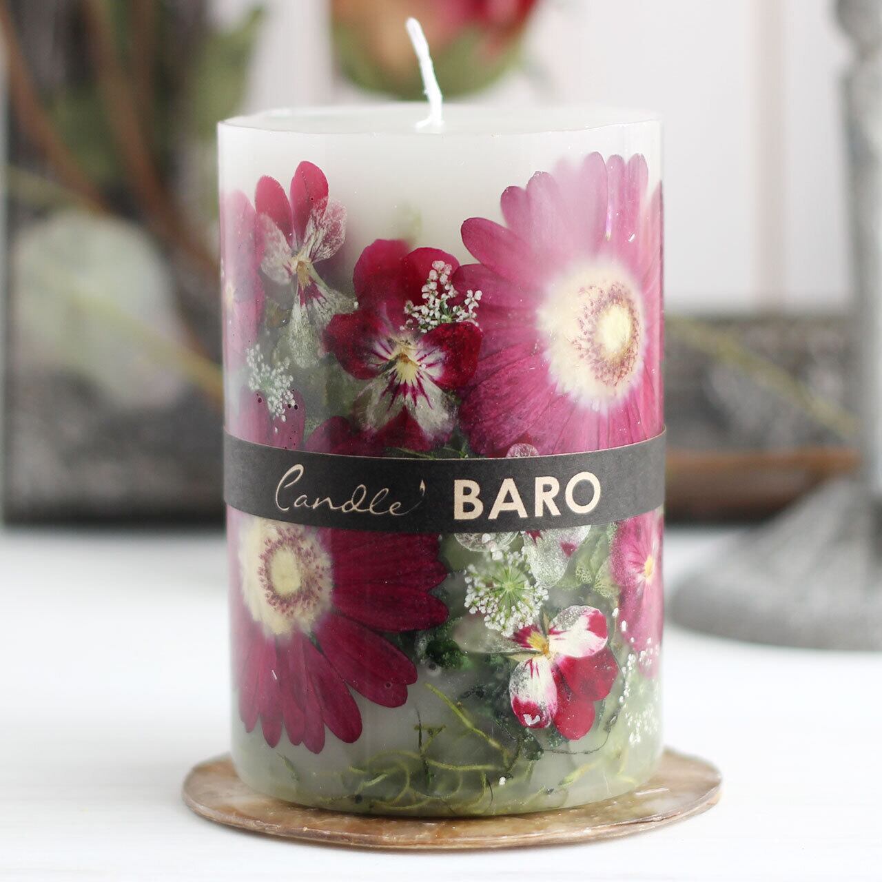 B047 ボタニカルキャンドル レッドガーベラ ビオラ Candle Baro B047 ボタニカルキャンドル レッドガーベラ ビオラ Candle Baro