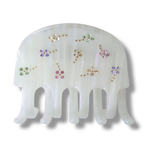 Flower Stone Clip/ White Aurora