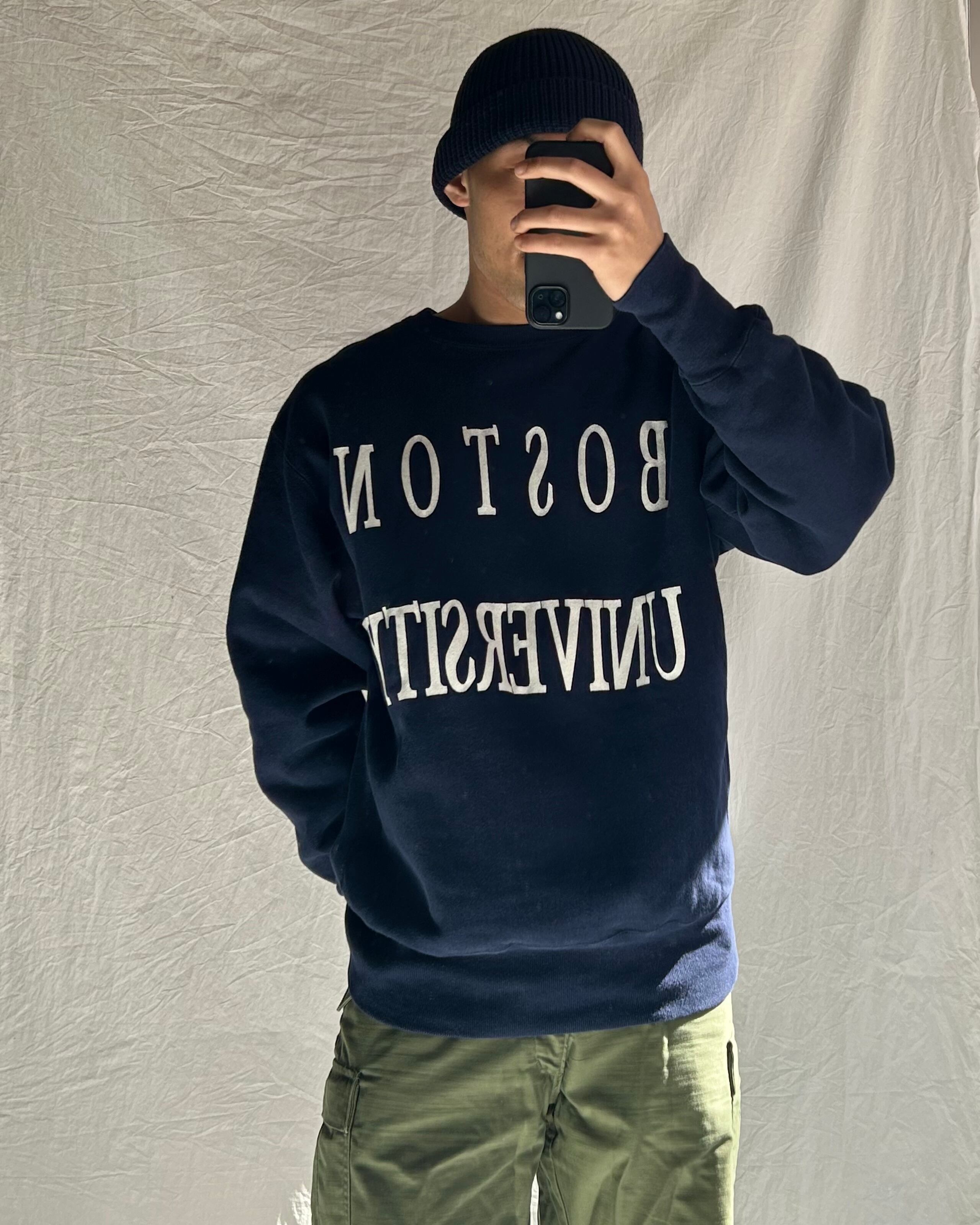 極美品 90s XL リバースウィーブ BOSTON ネイビー 紺色 チャンピオン 