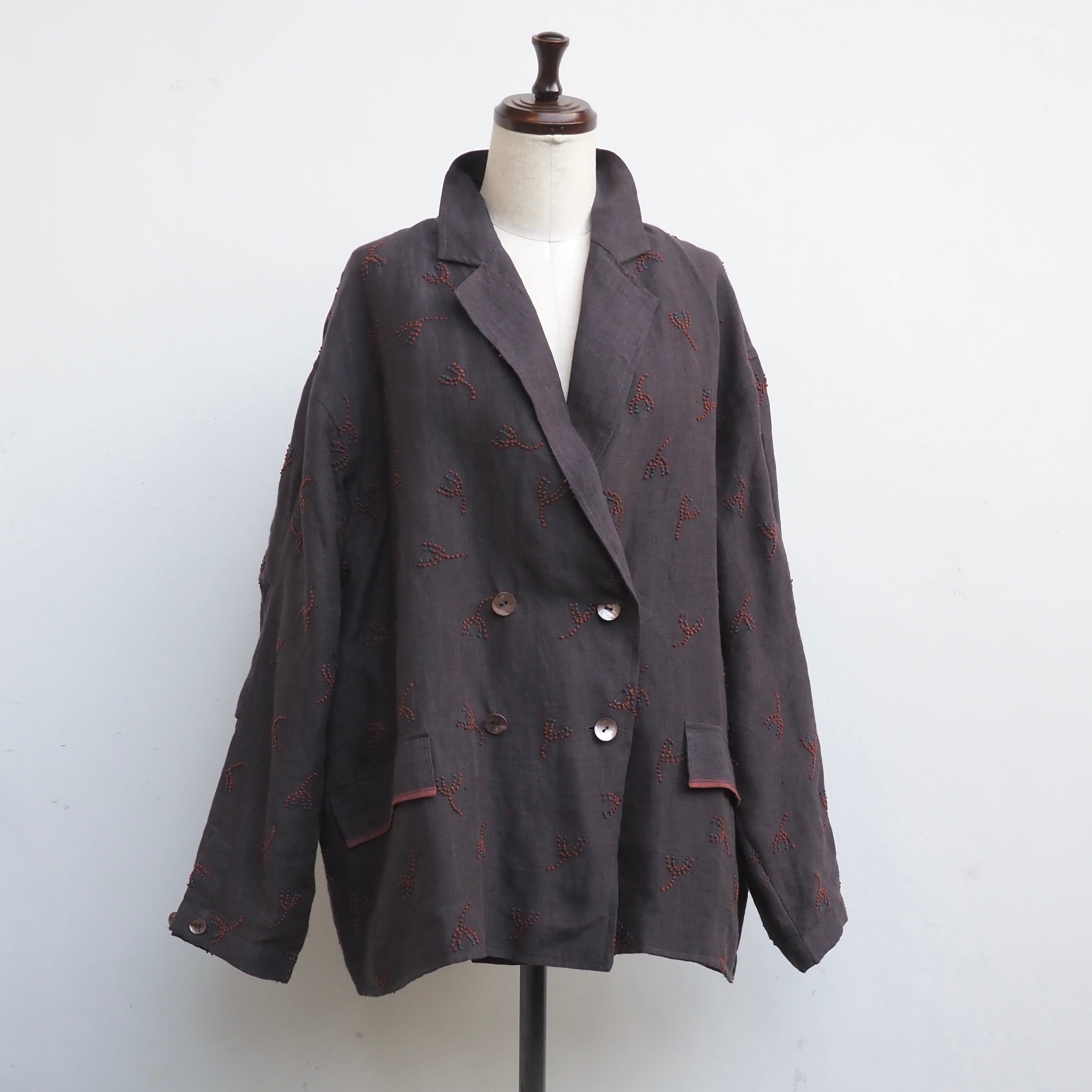 BUNON/Linen Over Jacket /オーバージャケット(black・ecru)