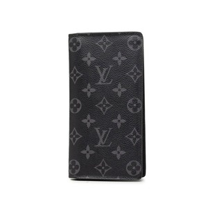 ルイ ヴィトン モノグラム エクリプス ポルトフォイユ ブラザ 長財布 M61697 ブラック グレー PVC レザー メンズ LOUIS VUITTON 【中古】