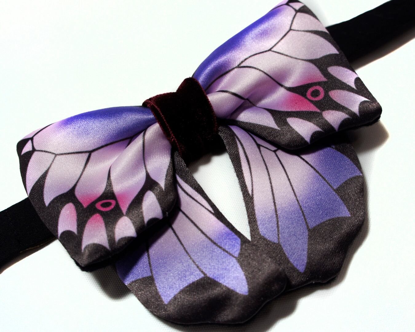 mushroom蝶ネクタイ【一点物】【個性派】【アゲハ蝶デザイン パープル】